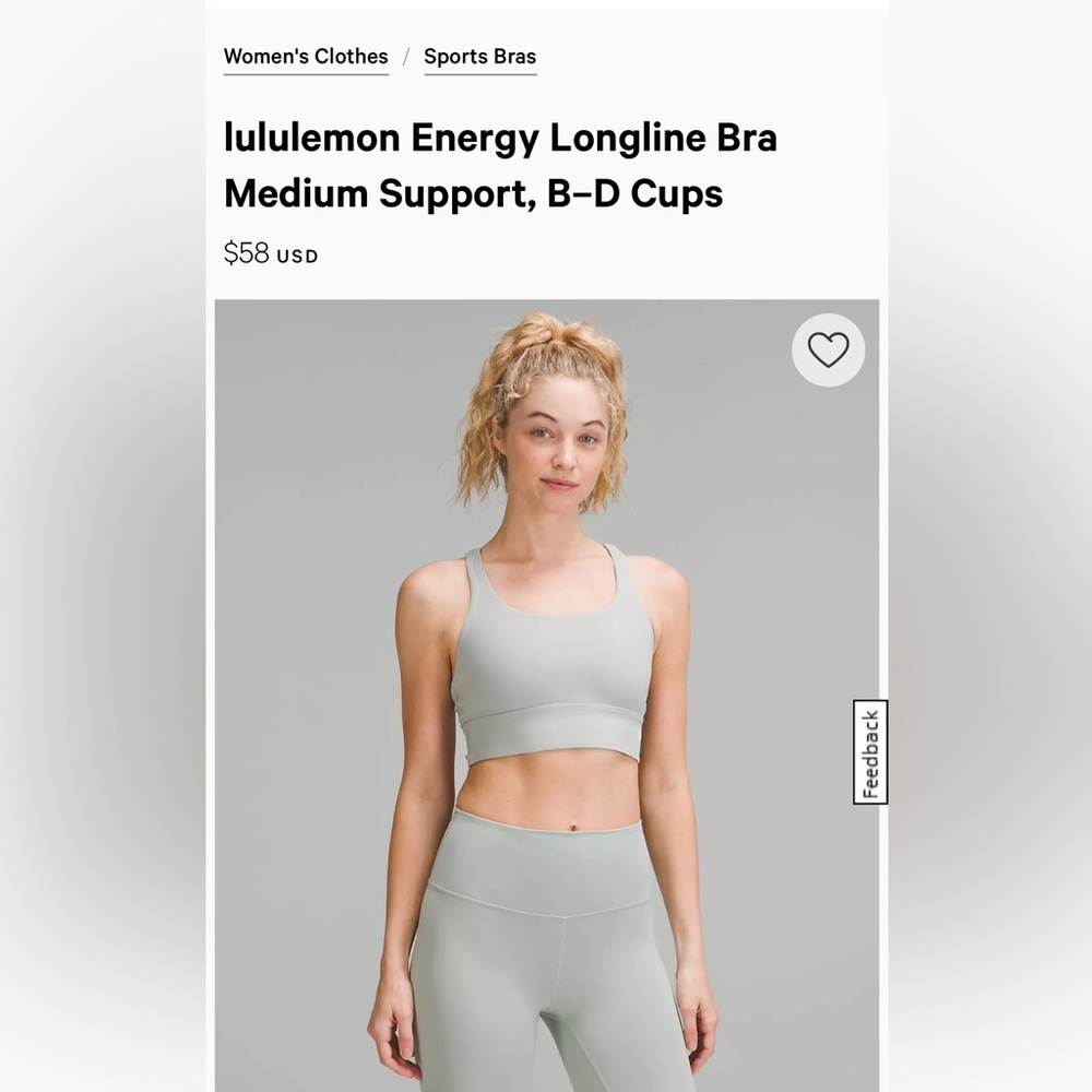 NWT lululemon Energy Longline Bra